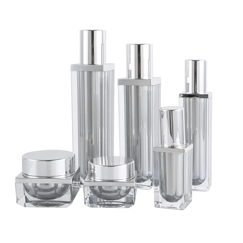 Spot cosmetic set bottle Acrylic 50ml plastic bottle silver essence high-grade cream bottle