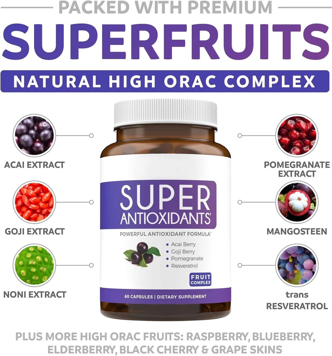Super Antioxidant Supplement Powerful Super Food Antioxidants Blend Natural Herbal Fruit Formula Skin Care Capsules