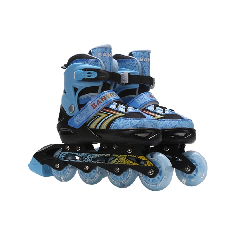 Outdoor 4 Wheels Safe Adjustable Inline Skates with Light up Wheels Beginner Skates Fun Illuminating inline Skates