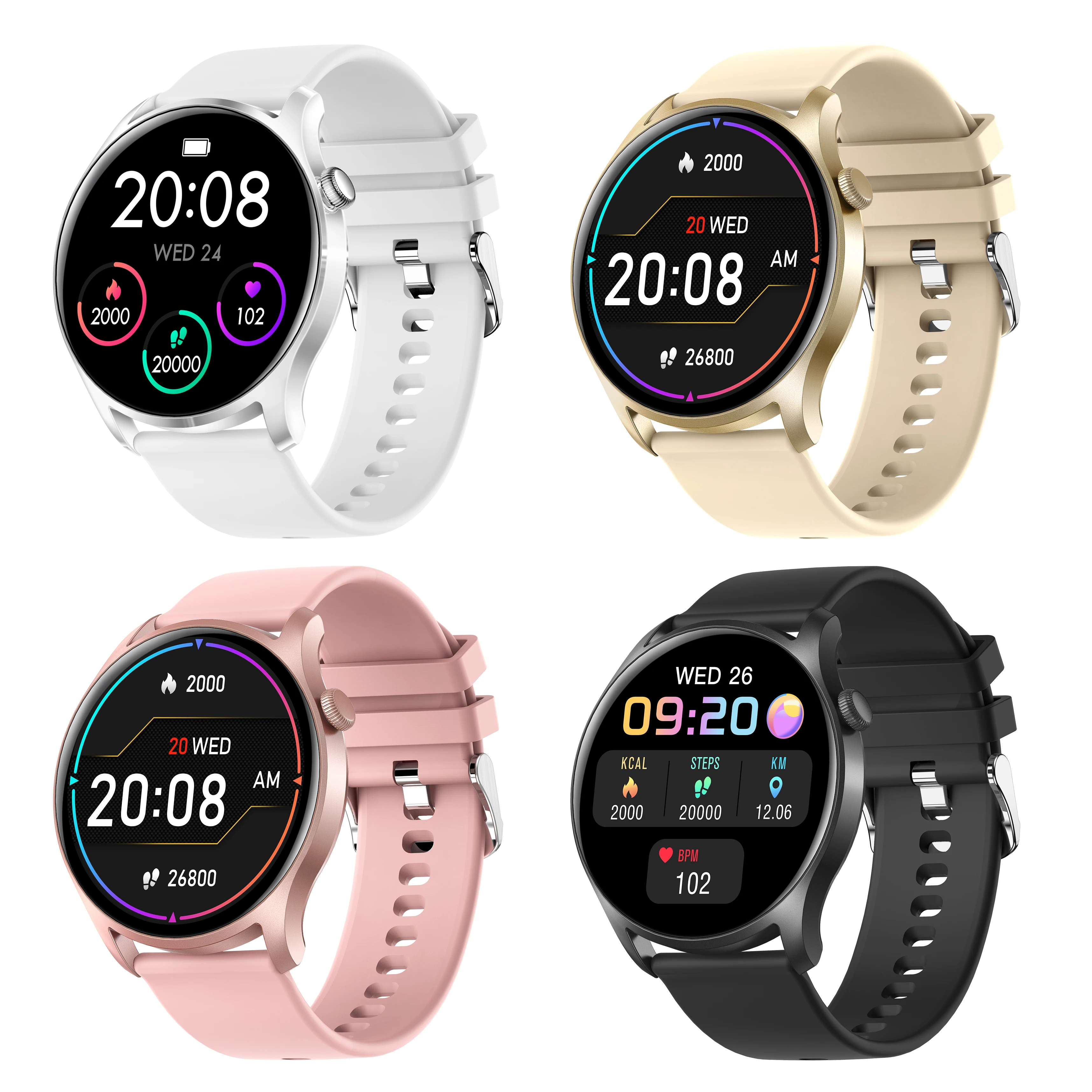 Amazon Hot Seller KC08 round Smart Watch CE blood Heart Rate Monitor Waterproof Reloj Wristband Sport Fitness smartwatch KC08