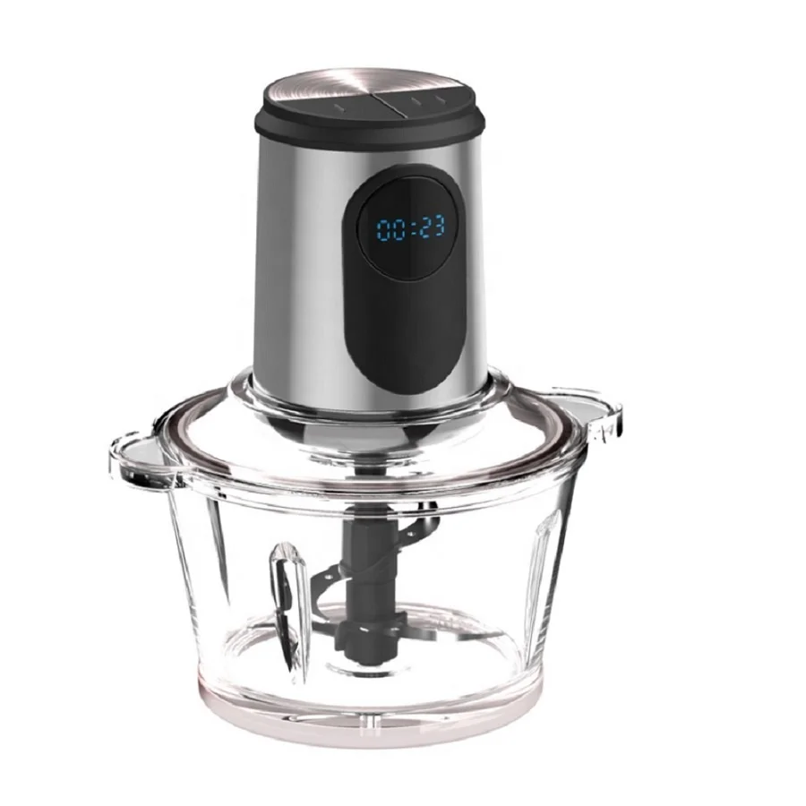 Hot sale LED display food chopper, 2L3L detachable blades slicer, 350W 500W digital meat grinder with CE CB RoHs ETL Certificate