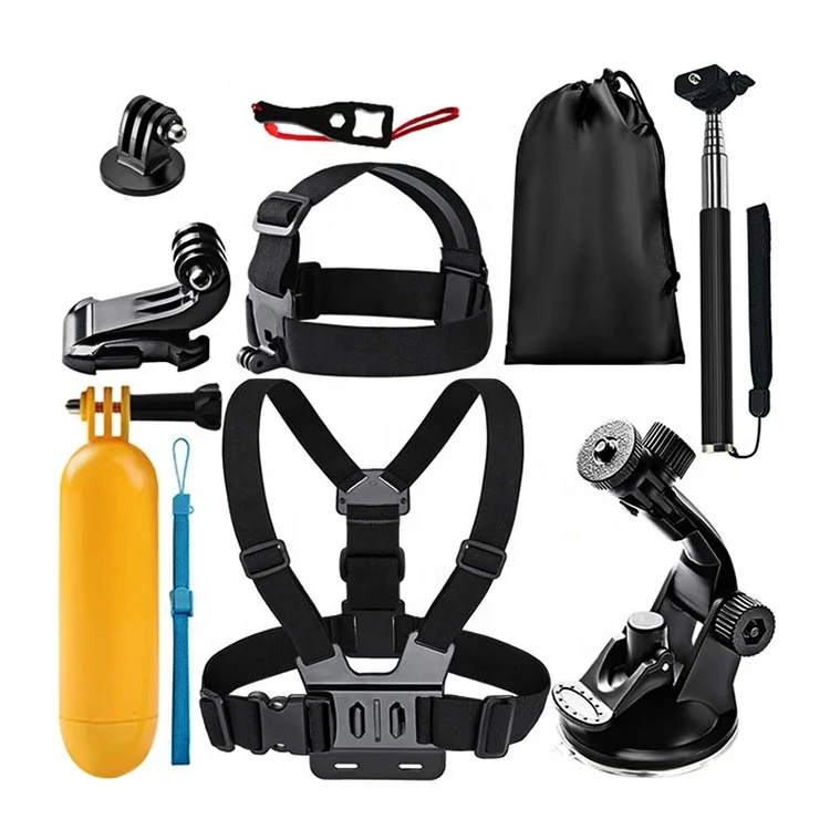 Junnx OEM 9 in 1 Mount Head Chest Strap Suction Cup mount Floating hand Grip Other Camera Accessories kit for GoPro insta360 Dji