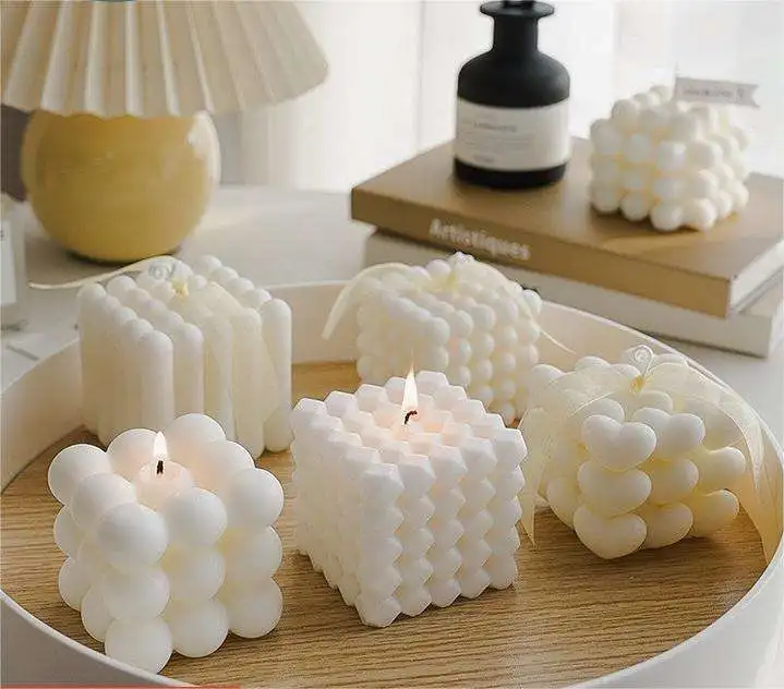 Ins Bubble Candle Cute Cube White Candles Scented Candles Home Decoration