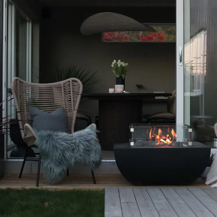 table gas firepit patio square corten steel tabletop outdoor fire pit