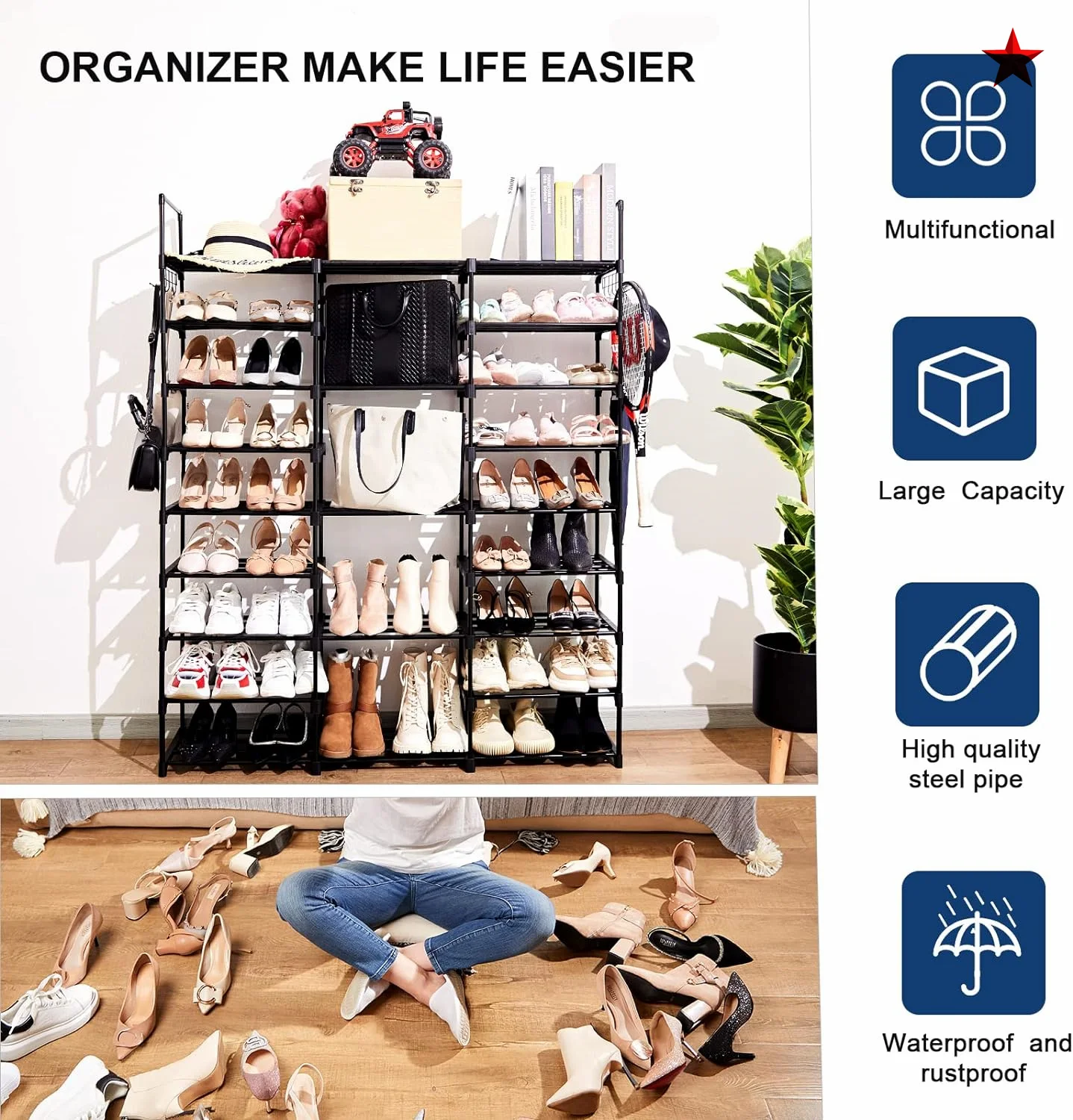 Multifunctional Diy Plastic Shoe Storage Rack Entryway Shoe Display Racks Shelf For Home