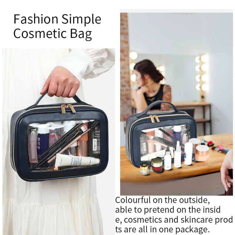 BSCI custom portable men women travel PU make up bag makeup bags cosmetic pouch