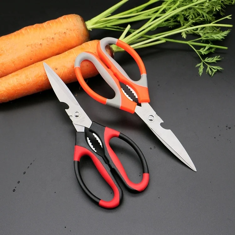 Высококачественные рекламные сверхмощные кухонные ножницы с красной черной пластиковой ручкой