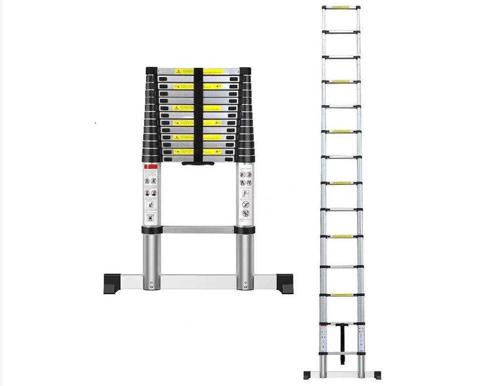 Thickened aluminum alloy pull ladder outdoor portable foldable telescopic ladder