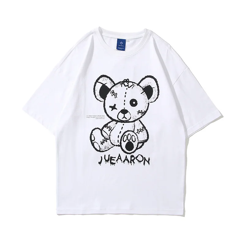 2021 горячая Распродажа 210 г хлопковая парная унисекс jueaaron модная мультяшная аниме футболка с буквенным принтом