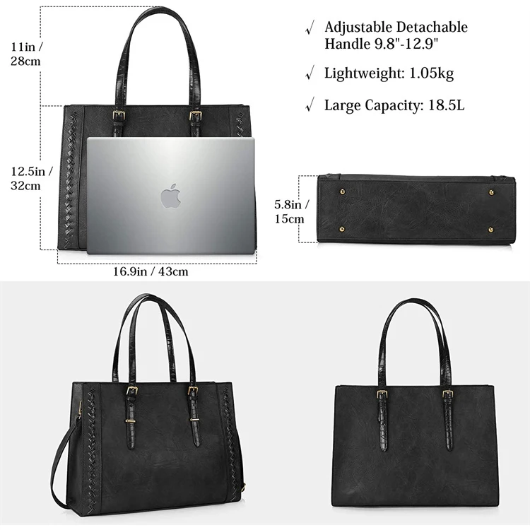 Custom Multi Function Waterproof Business Office Laptop Tote Shoulder Messenger Bag for Women