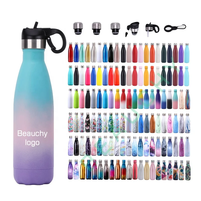 Outdoor Gradient Drinking Cup Outdoor Large Capacity Motivational Gym Children Stainless Steel Sports Water Bottle With Handle