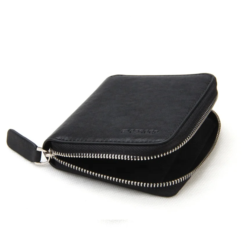 Мужской кошелек из натуральной кожи на молнии с RFID-защитой