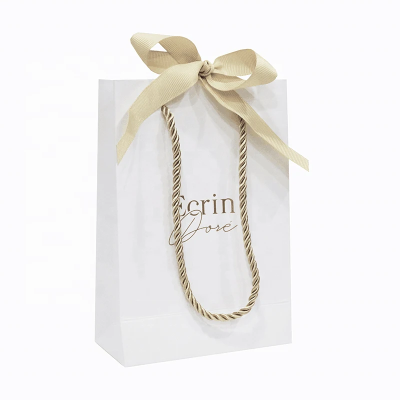 
High-quality Shopping Wedding Thank You Gift Paper Bags Custom Design Paper Bag For Jewelry With Ribbon Bow 