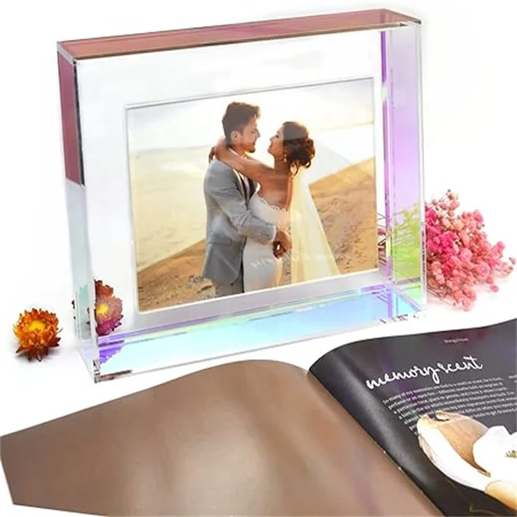Rainbow Color Floating Photo Frame Neon Acrylic Wall Hanging Frame Trim Modern Photo Frame for Gallery Home Offices
