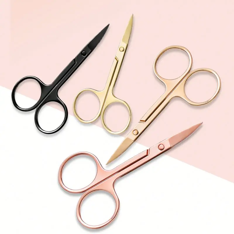 Stainless Steel Custom LOGO Eyelash Eyebrow Trimmer Nose Hair Trimming Makeup Tool Beauty Scissors