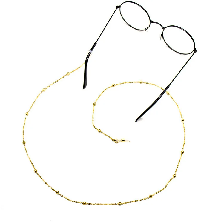 New Lady Metal Golden beads Chain for Sunglasses With Silver Necklace Arm Anti-drop Neck Straps Holder Corrente de oculos