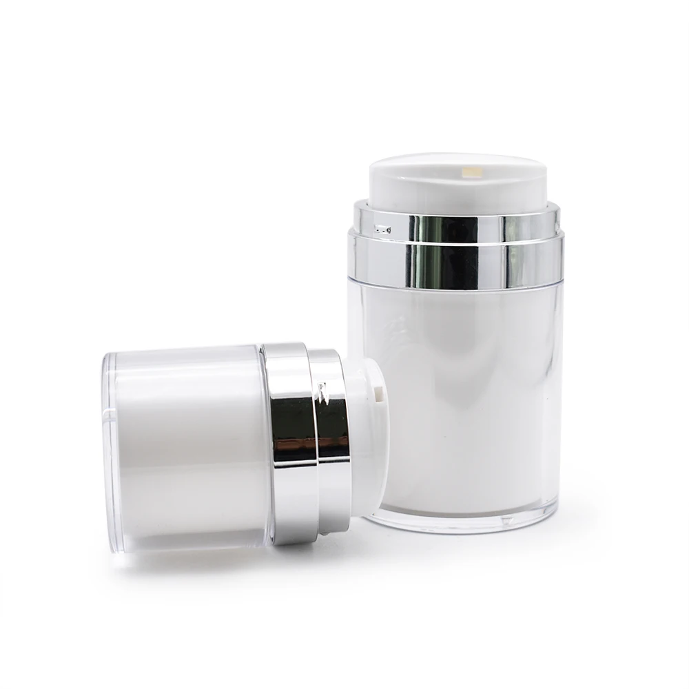Cosmetic packaging 15ml 30ml 50ml gold silver airless pearl white airless pump cream jar lotion containers