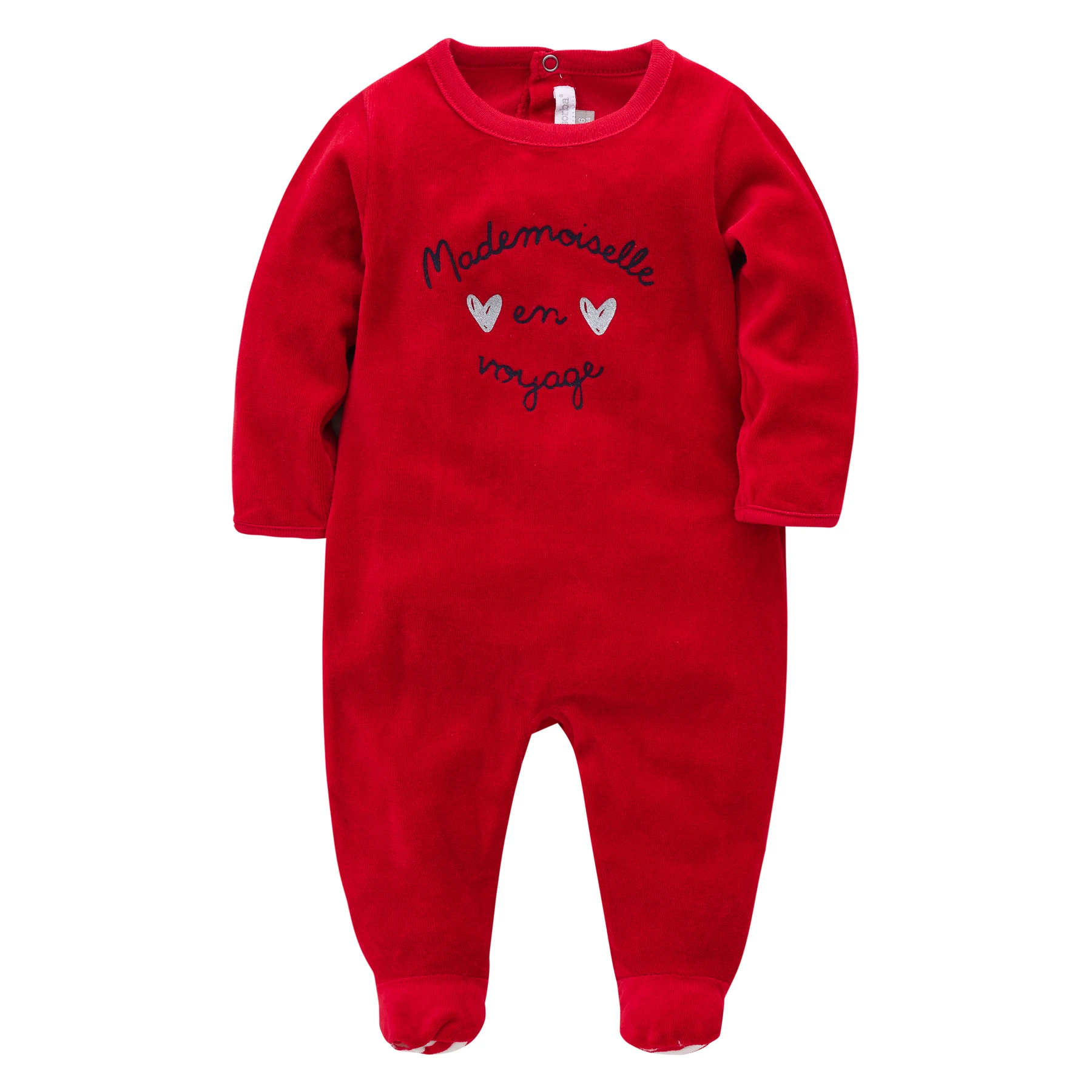 Red winter rompers baby thick oversized baby jumpsuit velvet fabric soft kids overalls fall clothing for newborn to 24 Months