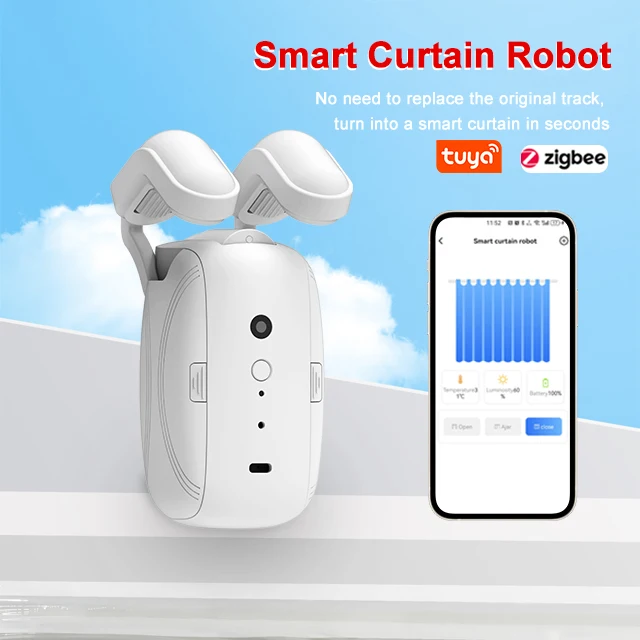 Tuya WIFI BLE Wireless Smart Curtain Opener Driver Wireless Voice Remote Control Automatic Curtain Robot