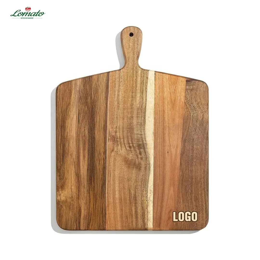 Best sell Low Moq wooden cutting board with logo 2024 high quality chinese acacia cutting board with handle