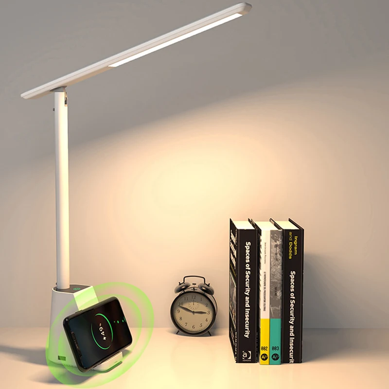 Popular Simplicity Design 15W Wireless Charge Table Lamp Office Rechargeable Led Light Study Desk  Lamp