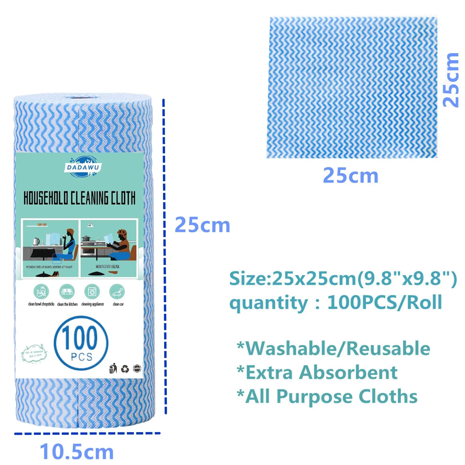 Disposable Handy Reusable Cloth Sheets Non-woven Fabric Wiping Rags Reusable Kitchen Wipes