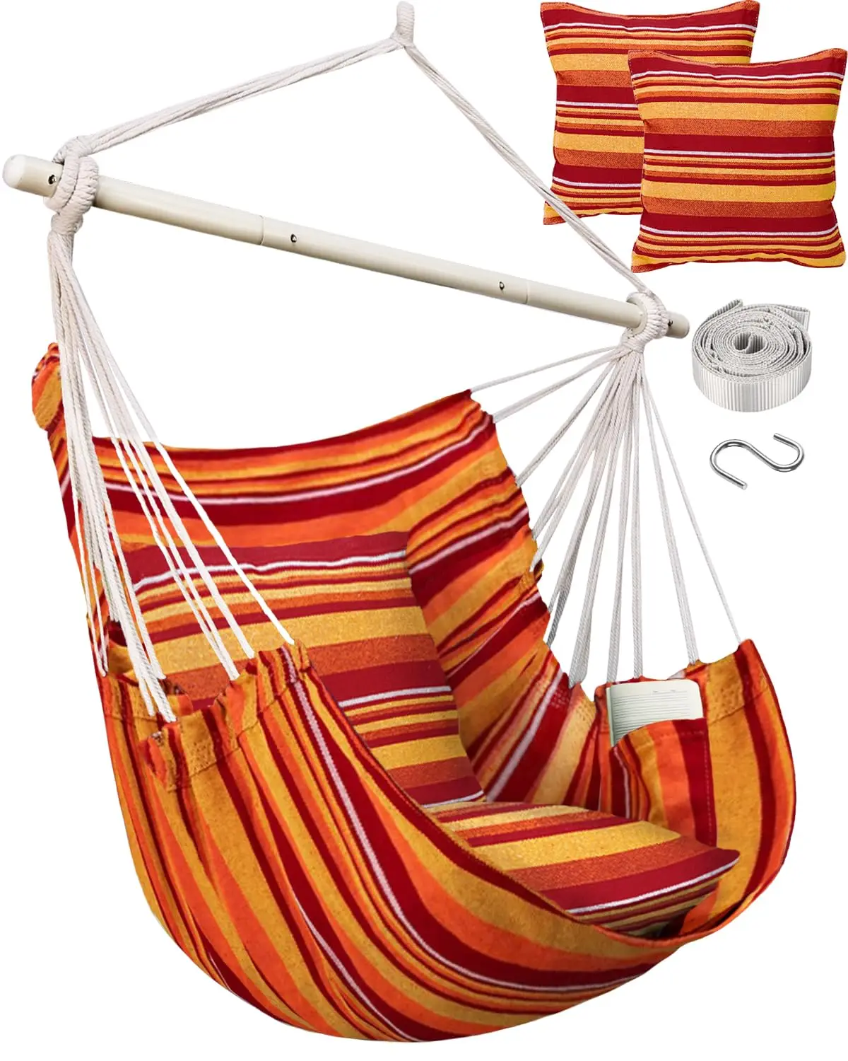 Factory Direct Hanging Hammock Chair Rope Swing With anti-slip ring - for indoor/outdoor use