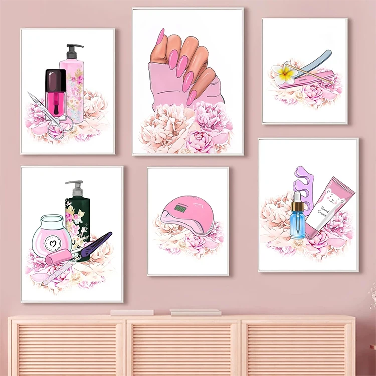 Beauty nail salon studio gallery nordic decor poster luxury wall art print canvas