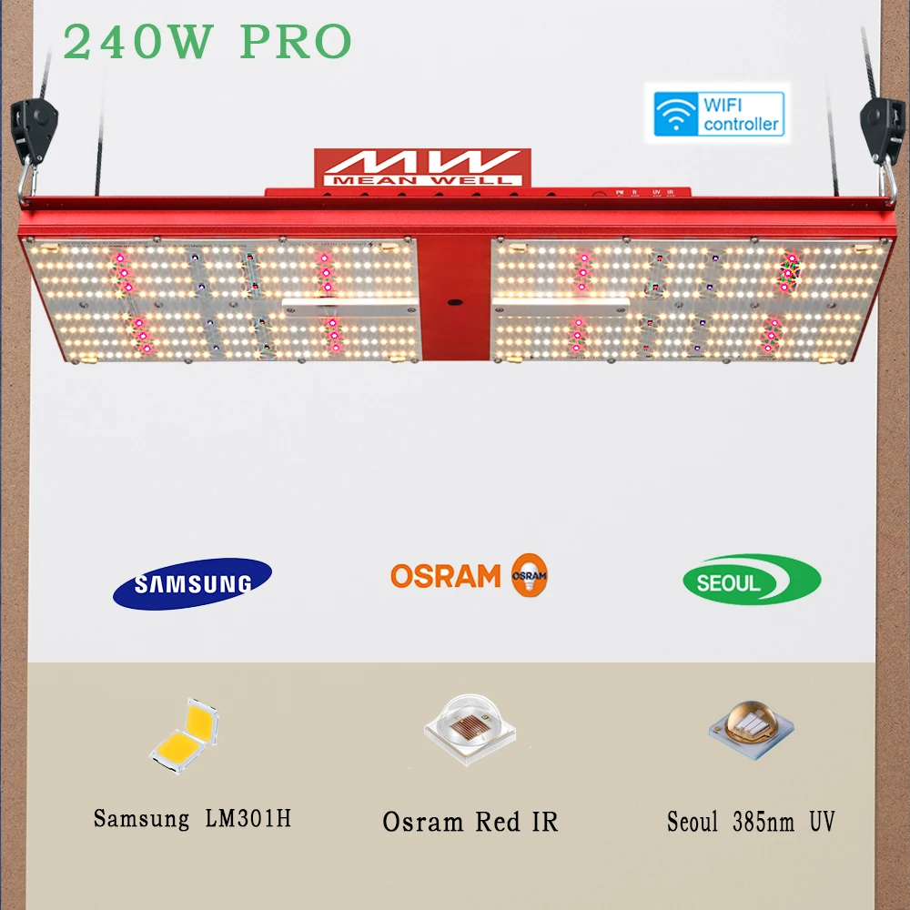 California latest generation bava green red color full cycle uv ir lm301h 2.6umol/j 240w led grow light for horticulture