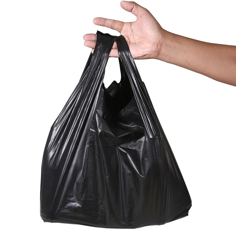 YC Hand-held Plastic Garbage Bag Black Household Thickened Vest Disposable Handle Customizable Fully Degradable Garbage Bag