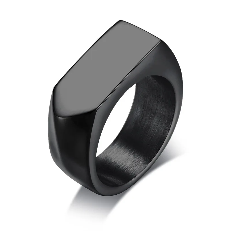 European Fashion Male Jewelry High Polished Black Gun Plating Prismatic 316L Stainless Steel Ring For Men