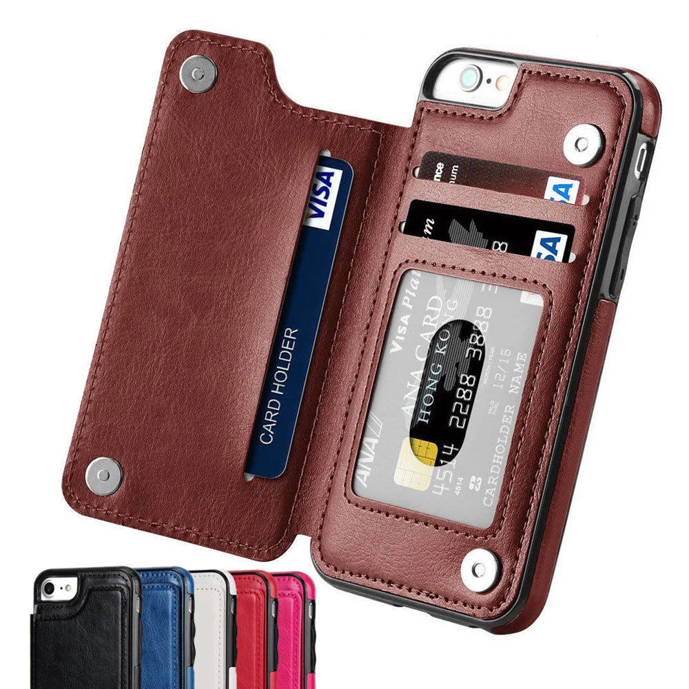 for iPhone SE 2020 Multifunction card slots wallet PU leather back cover phone case for iPhone 6/6s 7/8