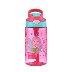 Cartoon Design 470ml Food Grade Portable PP and Silicone Kids Water Bottle Leak-proof Sports Kids Water Bottle