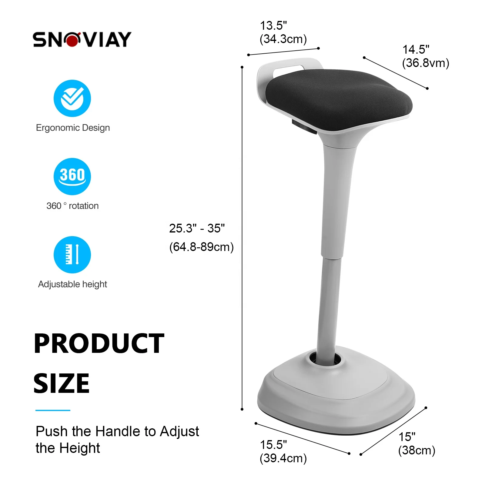 Серый стул с регулируемой высотой для активного обучения