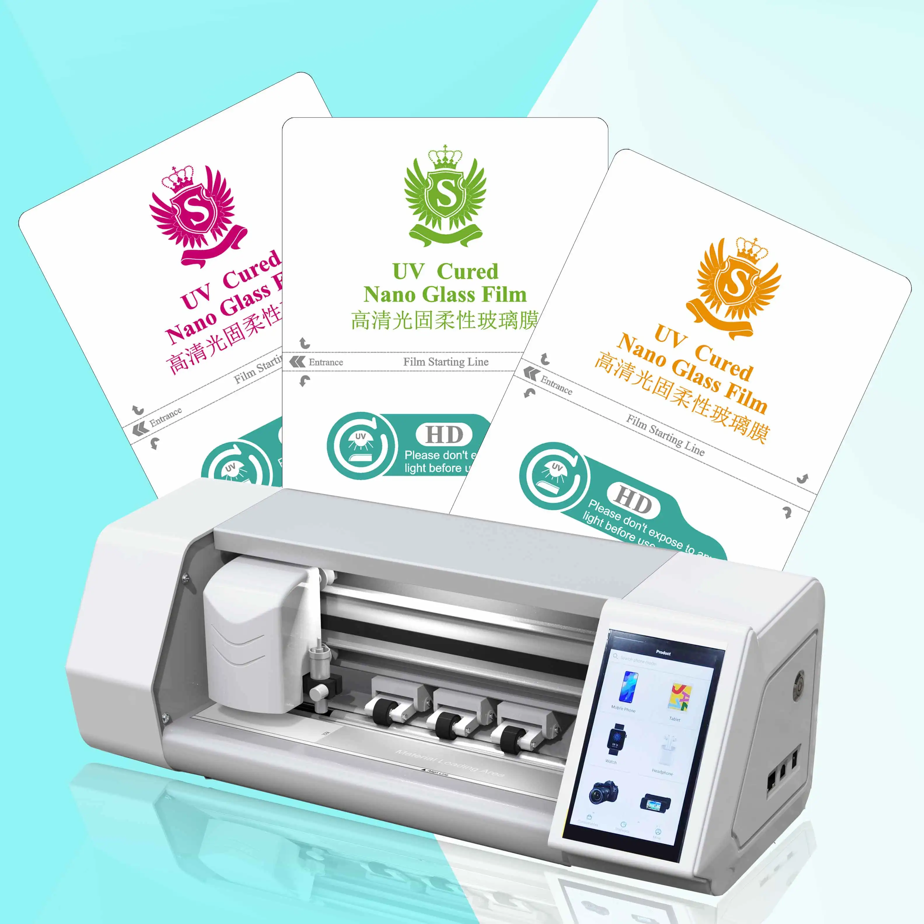 die mobile phone sticker film vinyl pvc paper sheet cutting machine automatic auto print and cut plotter machine making mach