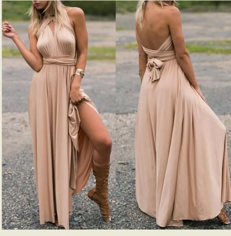 2022 fashionable and exquisite halter neck temperament slit long dress