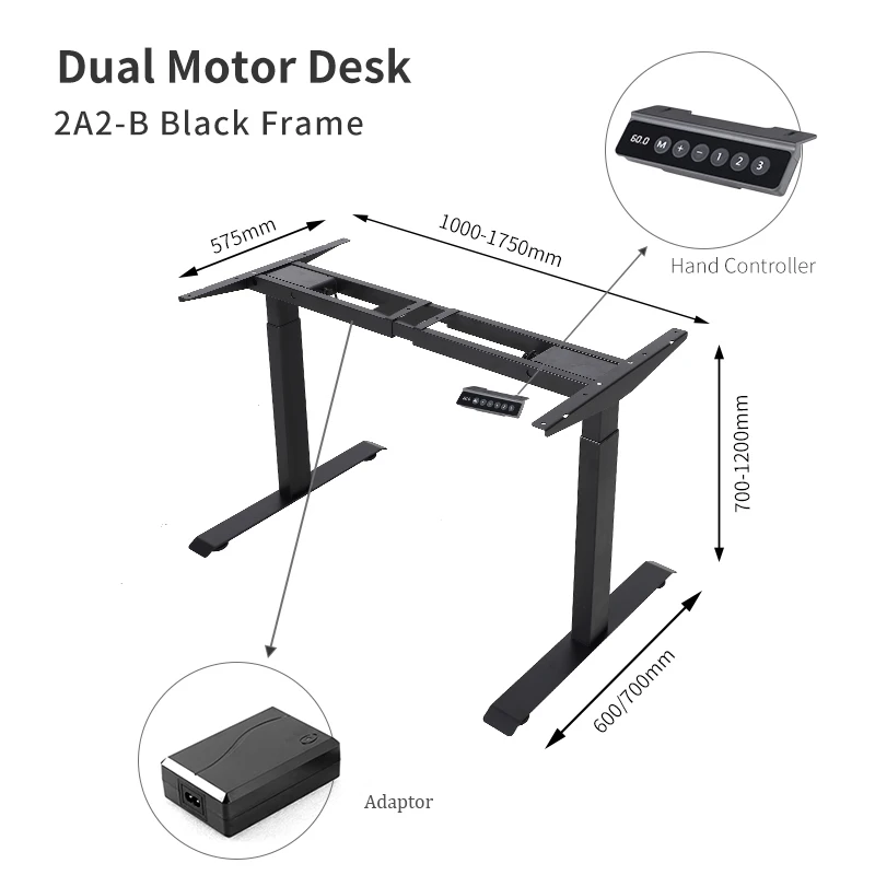 AF2(A)-E Dual Motor Modern Height Adjustable Electric Office Workstation Table Ergonomic Stand Up Adjustable Computer Desk Frame