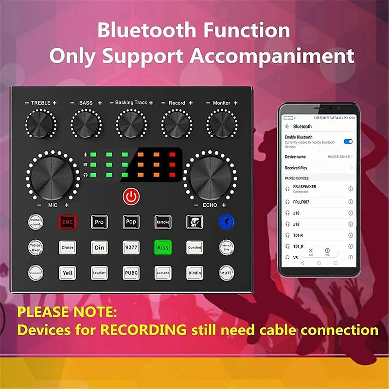 Professional V8S Live Sound Card&mixer Accessories Set Audio Usb Sound Cards BM800 Condenser Studio Microphone Streaming Podcast