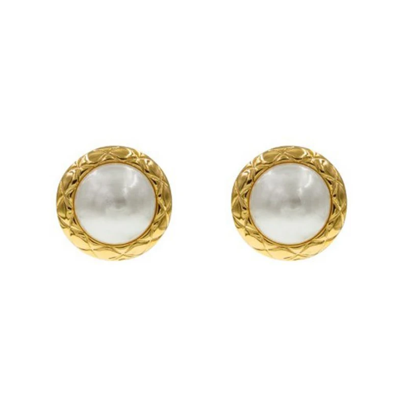 
Vintage Design Pearl Earrings Real Gold Plated Elegant Earrings Women Office Lady Accessories Wholesale 