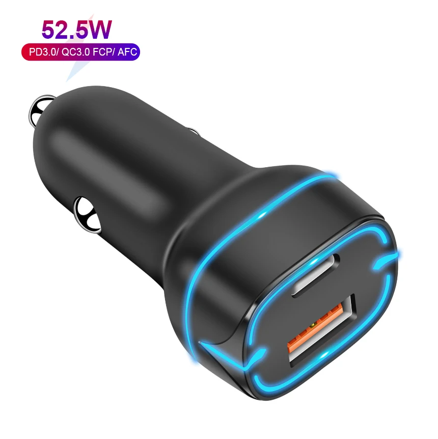 Портативное автомобильное зарядное устройство 52 5 Вт PD 1A + 1C USB C с PPS VOOC и 30 портом QC 3 0 быстрая зарядка для