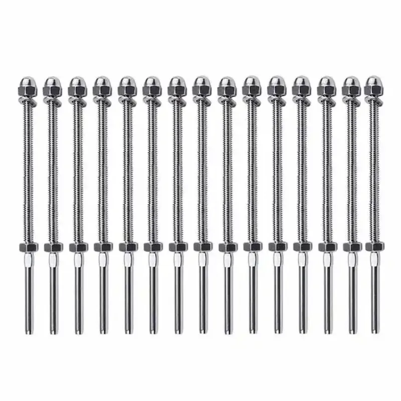 Cable Railing Hardware Stainless Steel Tensioner Hand Swage Threaded Stud for Wood Metal Post Deck Stair
