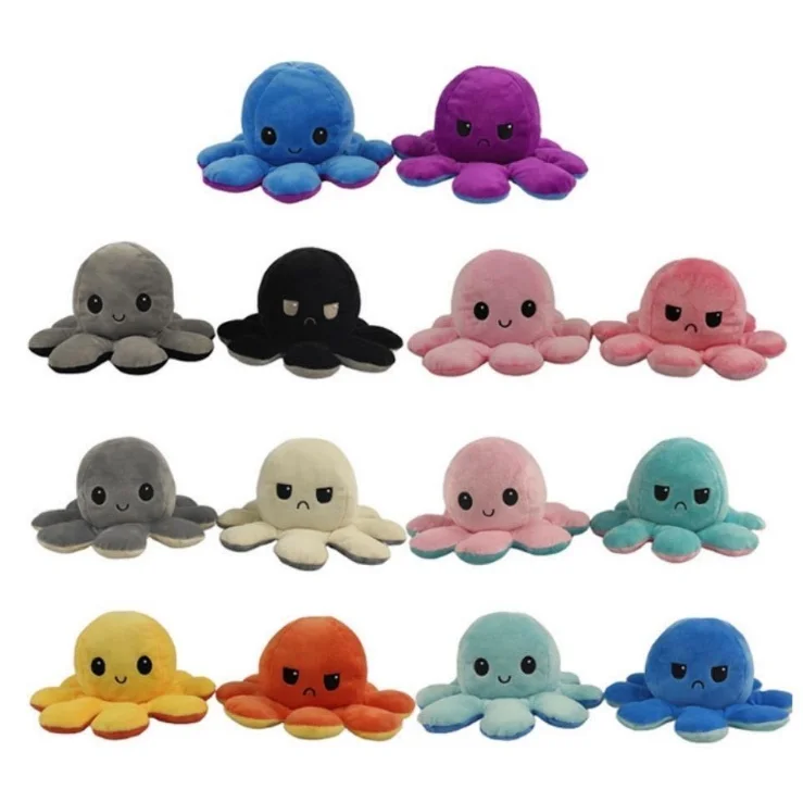 
Wholesale 20CM Mixed Colors Double Side PP Cotton Toy Flip Reversible Cute Octopus Plush Octopus 