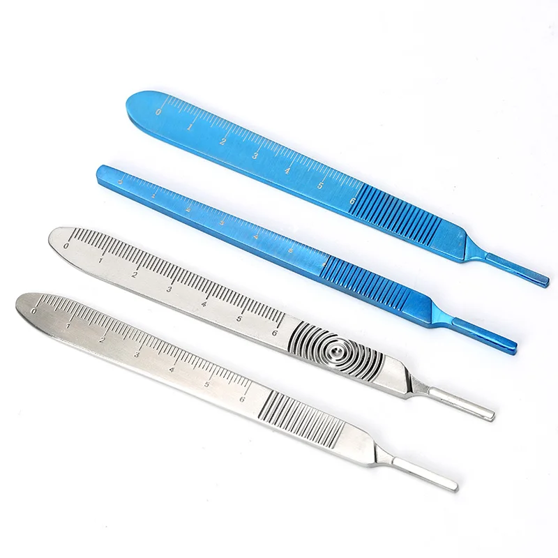 Titanium Alloy knife handle for cosmetic surgery with graduated holder for eye surgery blade