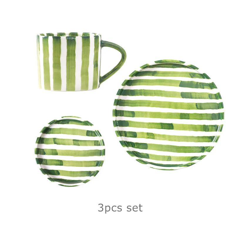 Solhui Retro ceramic splashed coffee cup and dishes breakfast tea cups and plates