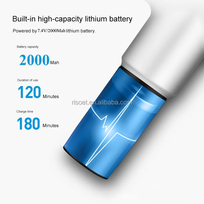 24V Portable Quiet Touch Screen 7 heads Cordless Deep Tissue Percussion Vibration Muscle fascia Massage Gun