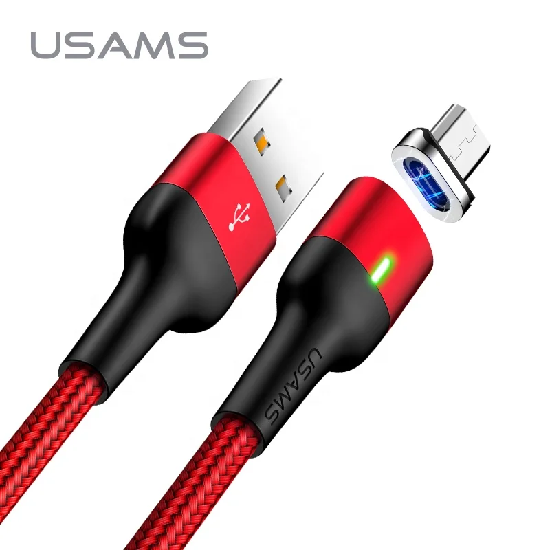 USAMS SJ327 Быстрый Магнитный зарядный кабель с оплеткой Type-C USB для передачи данных