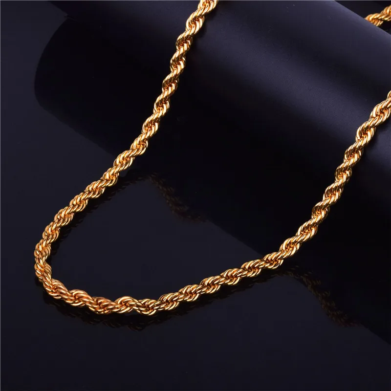 gold chain necklace man jewelry chain 24k gold strong jewellery chain no tarnish bijoux