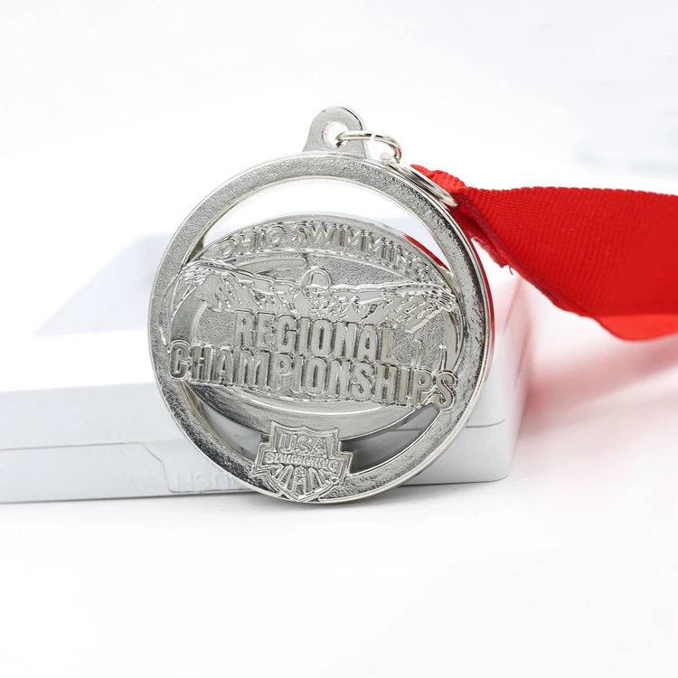 High Quality Blank Soft Enamel Gold Metal Relay Sport 3D Spinning Medal Customized Design
