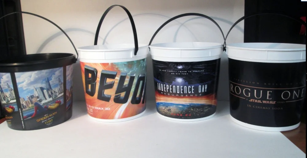 The USA Fashionable First Rate High Quality food grade plastic popcorn bucket with handle and lid  Bpa free