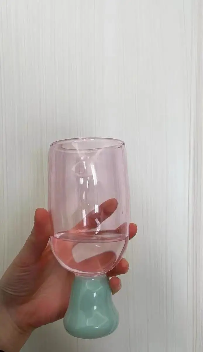 Custom Made Creative Drinkware Birthday Gift Borosilicate Handless Two-Coloured Glass Mugs Cups for Drinking